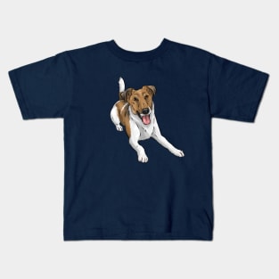 Happy Smooth Fox Terrier | White and Tan | Cute Dog Art Kids T-Shirt